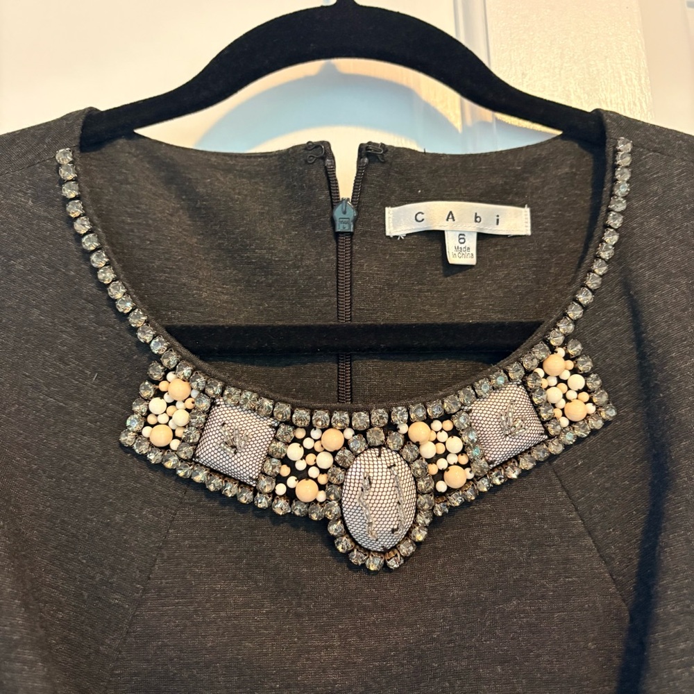 CAbi Black Sleeveless Blouse with Embellished Neckline - Picture 2 of 3